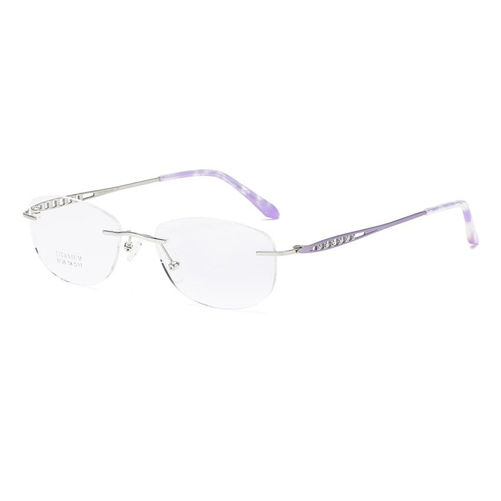 Zirosat 9136 Women's Eyeglasses Titanium Rimless Eyewear Diamond Trimmed Rimless Zirosat purple  