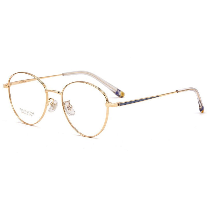 Yimaruili Unisex Full Rim Round β Titanium Frame Eyeglasses 8810 Full Rim Yimaruili Eyeglasses Gold China 