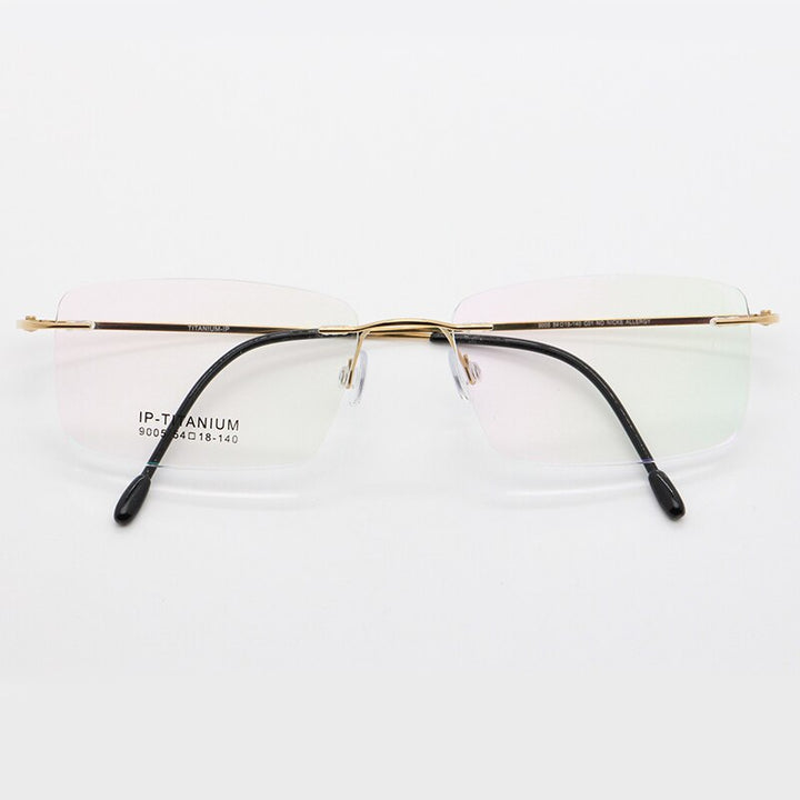 Unisex Rimless Titanium Frame Eyeglasses Customizable Lenses 9005 Rimless Bclear Silver  