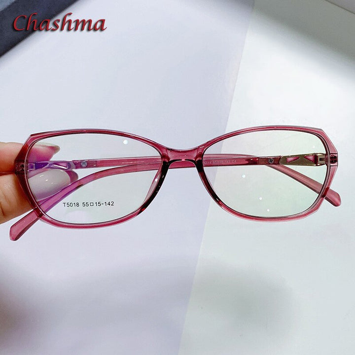 Chashma Ottica Women's Full Rim Square Tr 90 Titanium Eyeglasses 8015 Full Rim Chashma Ottica Rose Red  