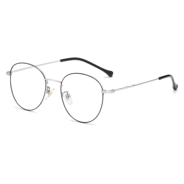Yimaruili Unisex Full Rim Round Titanium Frame Eyeglasses 2011 Full Rim Yimaruili Eyeglasses Black Silver  