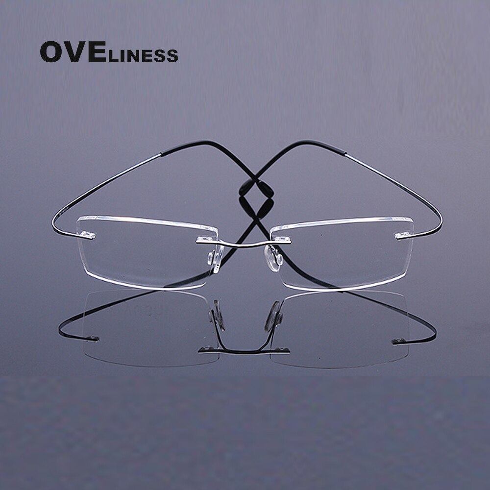 Oveliness Unisex Rimless Rectangle Titanium Eyeglasses Olp002 Rimless Oveliness   