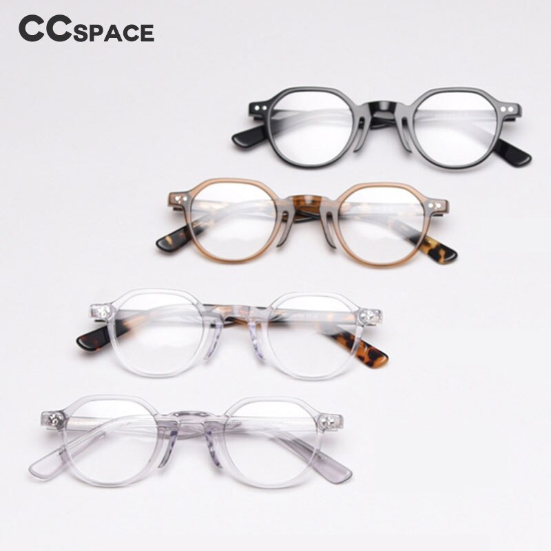 CCSpace Unisex Full Rim Round Acetate Frame Eyeglasses 49806 Full Rim CCspace   