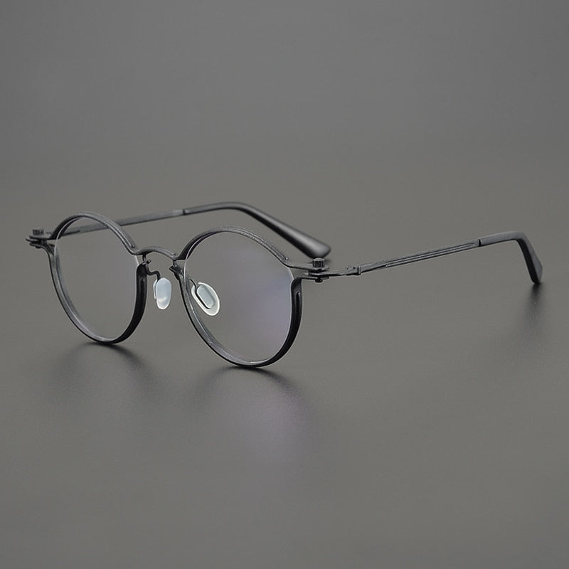 Gatenac Unisex Full Rim Round Titanium Alloy Frame Eyeglasses Gxyj701 Full Rim Gatenac Black  