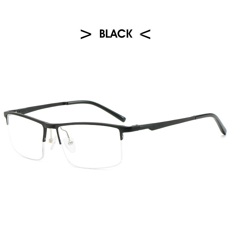 Hdcrafter Unisex Semi Rim Rectangle Square Titanium Frame Eyeglasses 6331 Semi Rim Hdcrafter Eyeglasses black  