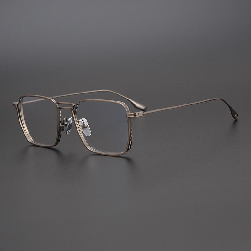 Muzz Men's Full Rim Square Titanium Frame Eyeglasses D125 Full Rim Muzz Auburn  