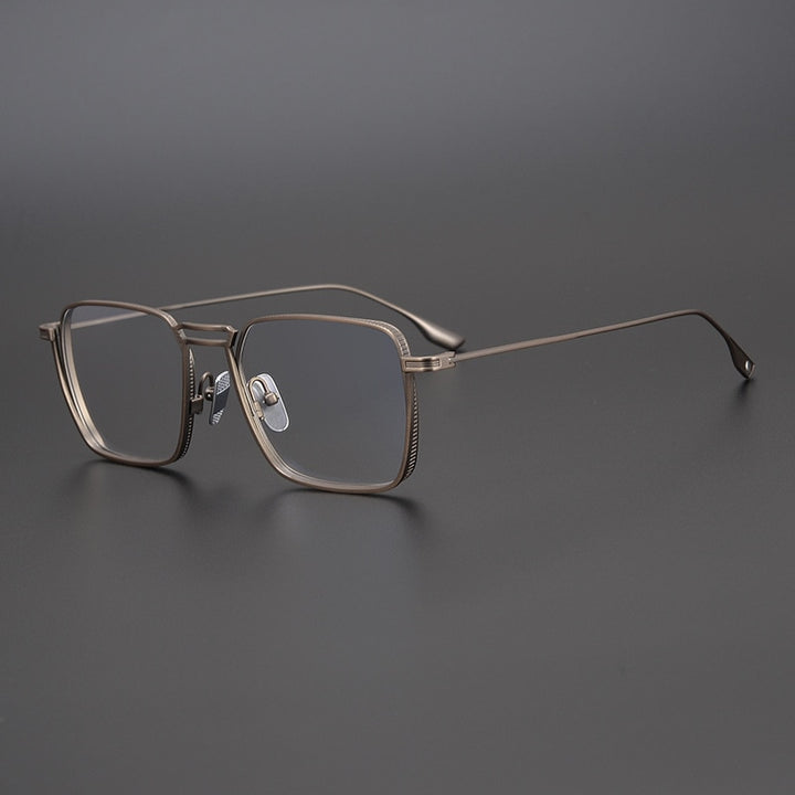 Muzz Men's Full Rim Square Titanium Frame Eyeglasses D125 Full Rim Muzz Auburn  