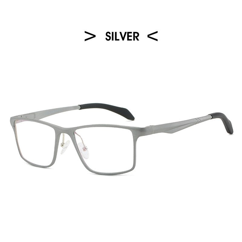 Hdcrafter Unisex Full Rim Square Titanium Frame Eyeglasses 6328 Full Rim Hdcrafter Eyeglasses Silver  
