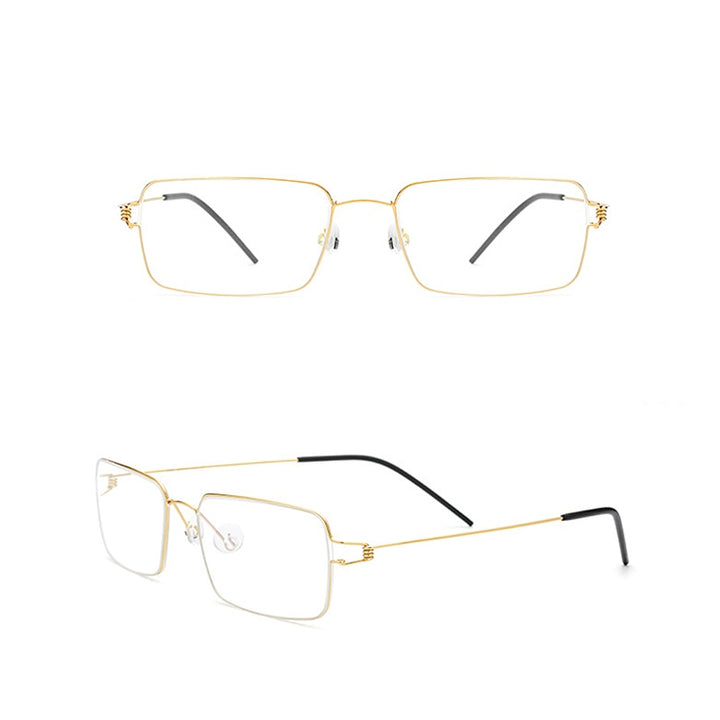 Yimaruili Unisex Full Rim Screwless Titanium Alloy Frame Eyeglasses 28606 Full Rim Yimaruili Eyeglasses Gold  