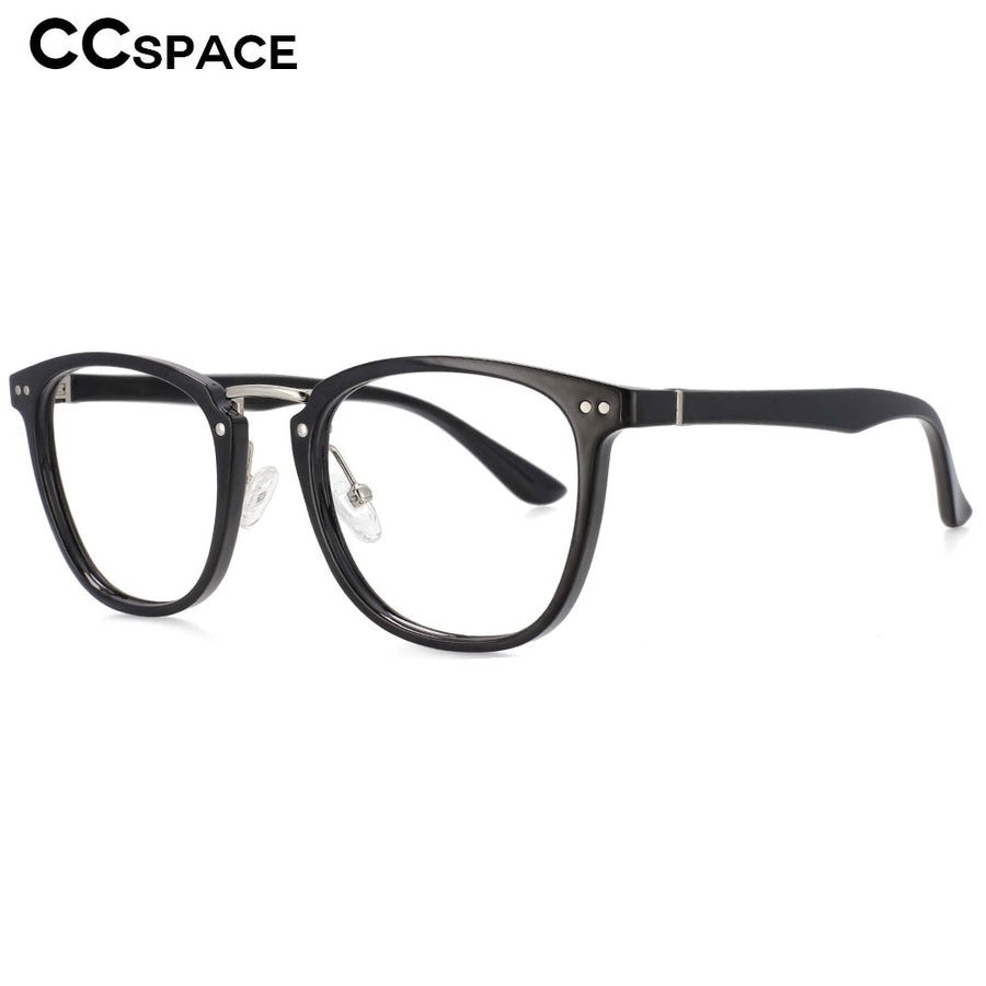 CCspace Unisex Full Rim Square Tr 90 Titanium Rivet Frame Eyeglasses 53647 Full Rim CCspace   