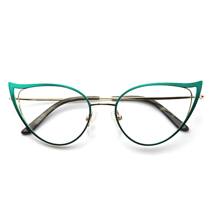 Laoyehui Women's Eyeglasses Cat Eye Alloy Reading Glasses Black White Green 9016 Reading Glasses Laoyehui 0 Green 
