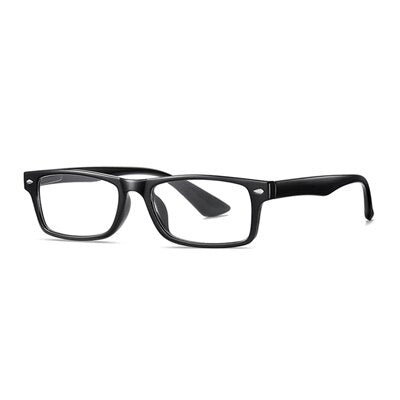 Ralferty Unisex Small Rectangle Reading Glasses Anti Blue Light D6101 Reading Glasses Ralferty +400 C01 Shiny Black 