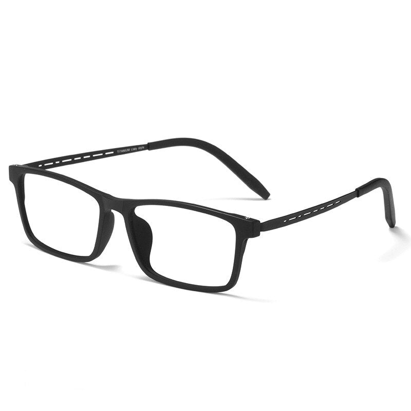 Hdcrafter Men's Full Rim Square TR 90 Titanium Frame Eyeglass 8822t Full Rim Hdcrafter Eyeglasses Black  
