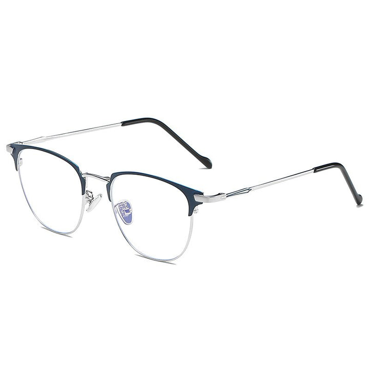 Hotony Unisex Full Rim Alloy Square Frame Eyeglasses Zy8820 Full Rim Hotony BLUE SILVER  