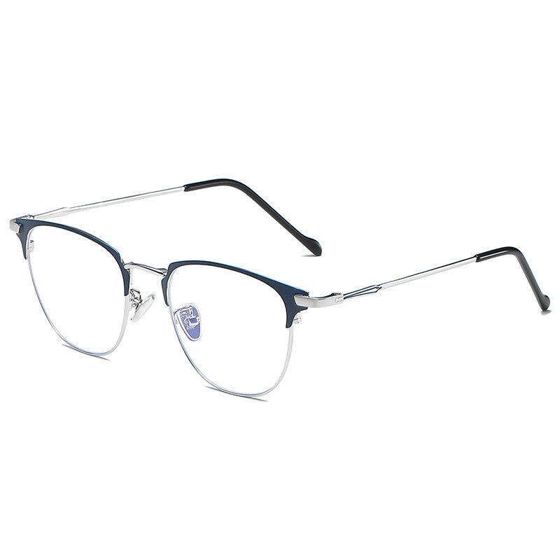Hotony Unisex Full Rim Alloy Square Frame Eyeglasses Zy8820 Full Rim Hotony BLUE SILVER  