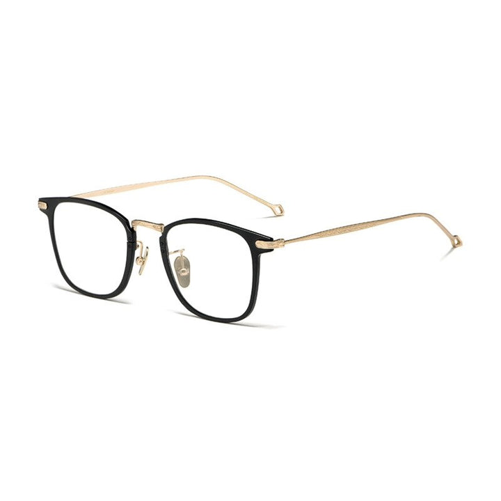 Yimaruili Men's Full Rim Titanium Frame Eyeglasses 4921 Full Rim Yimaruili Eyeglasses Black gold  