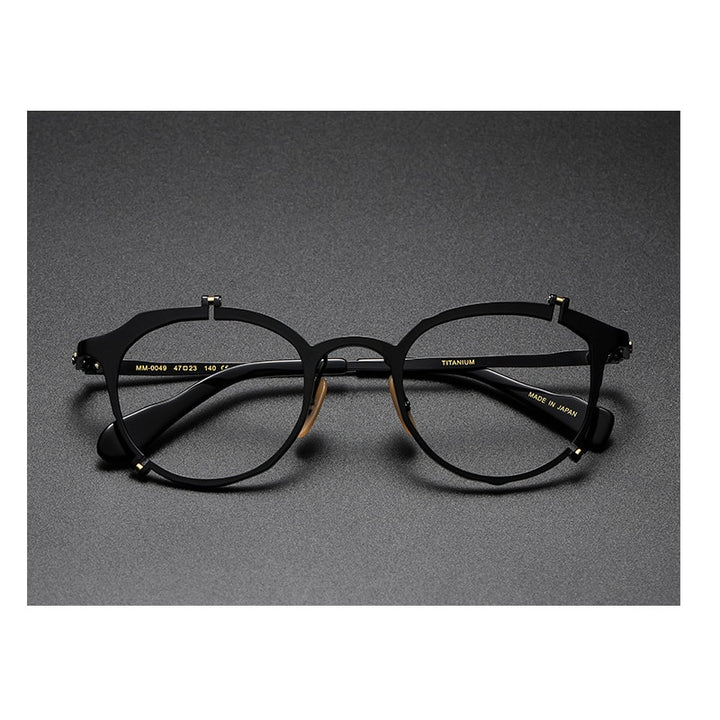 Muzz Men's Full Rim Round Hand Crafted Titanium Acetate Frame Eyeglasses 0050 Full Rim Muzz C1-1  