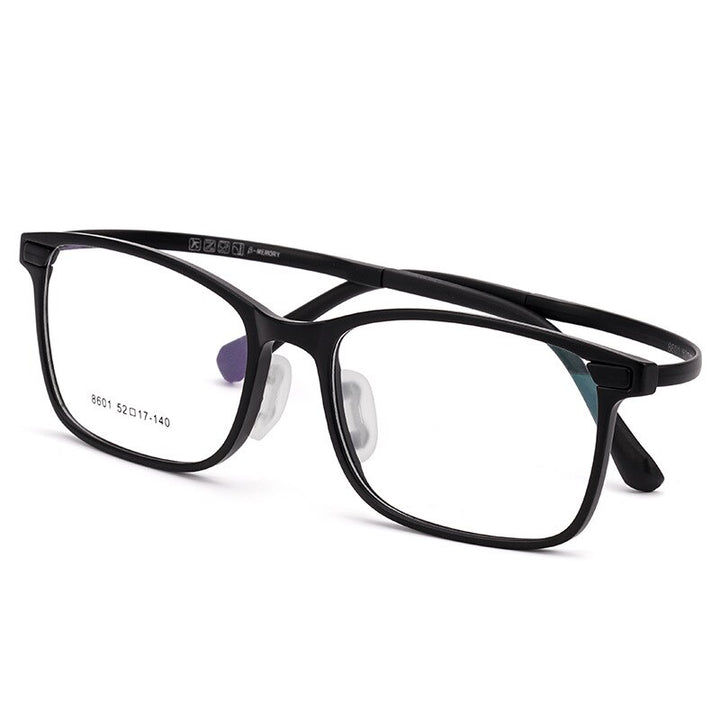 KatKani Unisex Full Rim TR 90 Resin Titanium Steel Screwless Frame Eyeglasses K8601 Full Rim KatKani Eyeglasses Matte Black  