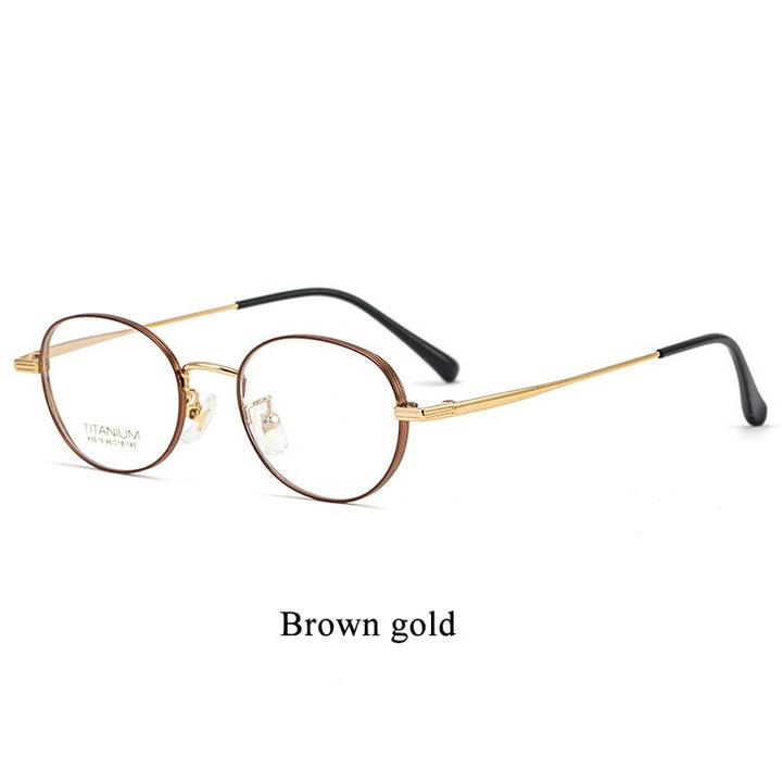 Bclear Unisex Eyeglasses Full Rim Titanium Small Frame Bsf5015 Full Rim Bclear Brown gold  
