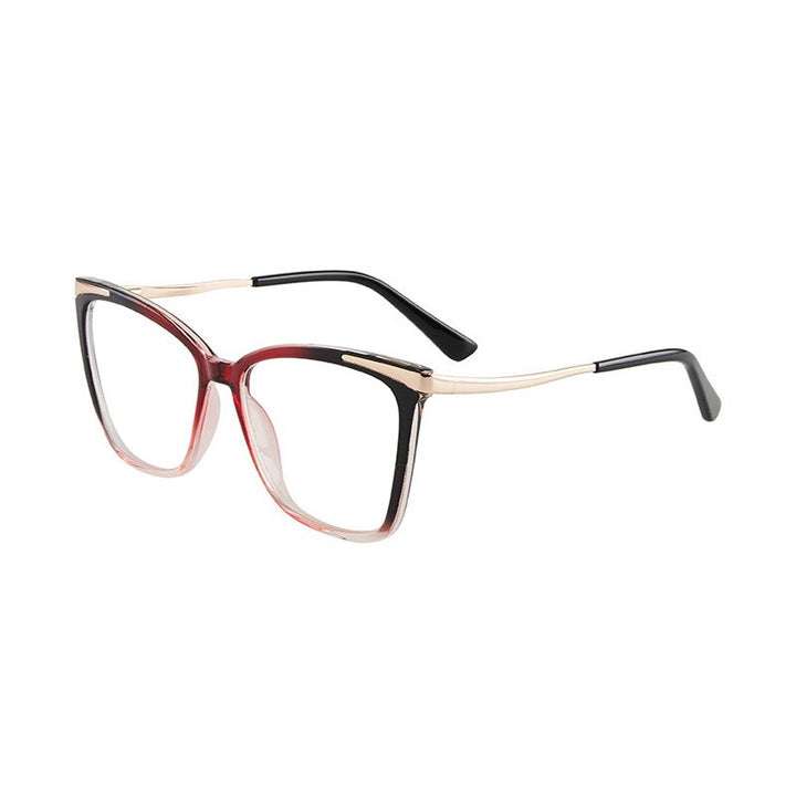 Hotony Women's Full Rim TR 90 Resin Square Cat Eye Frame Eyeglasses 7051 Full Rim Hotony Red Black  