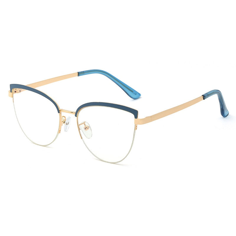 CCspace Unisex Full Rim Cat Eye Alloy Frame Eyeglasses 48193 Full Rim CCspace C3blue  