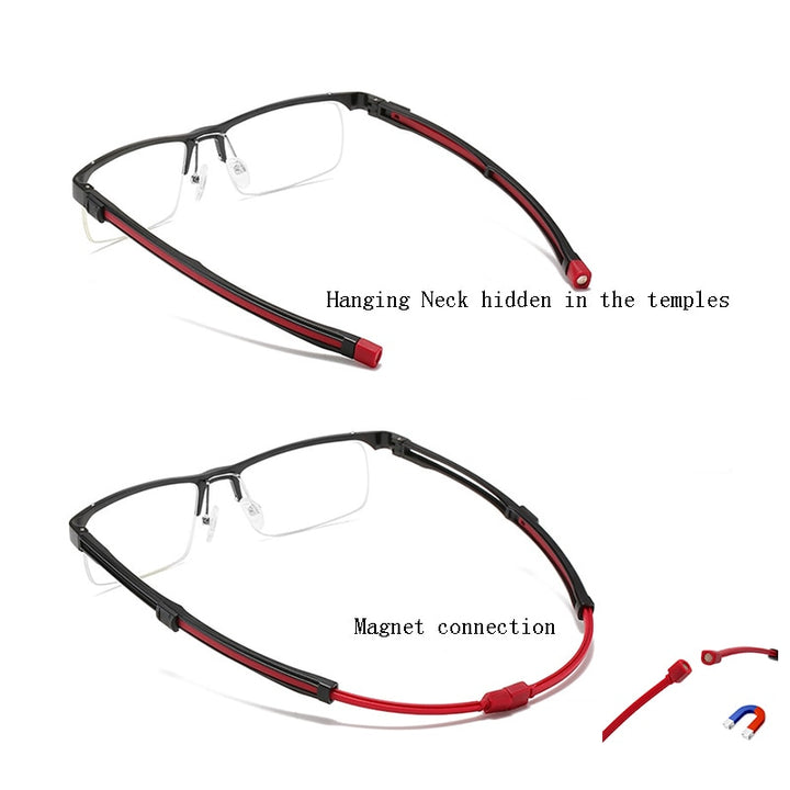 Hdcrafter Unisex Semi Rim Rectangle Tr 90 Titanium Frame Eyeglasses 6109 Semi Rim Hdcrafter Eyeglasses   