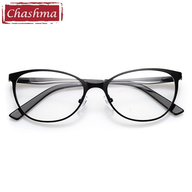 Women's Alloy Full Rim Cat Eye Frame Eyeglasses 4104 Full Rim Chashma Black  