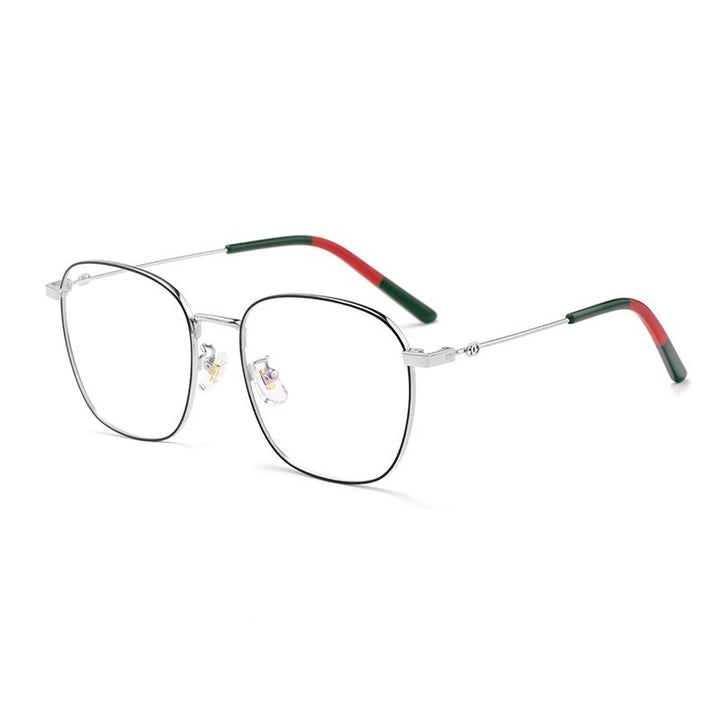 Yimaruili Unisex Full Rim Titanium Frame Eyeglasses 7525 Full Rim Yimaruili Eyeglasses Black Silver  