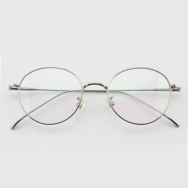 Muzz Unisex Full Rim Round Titanium Frame Eyeglasses 164044 Full Rim Muzz SILVERY  
