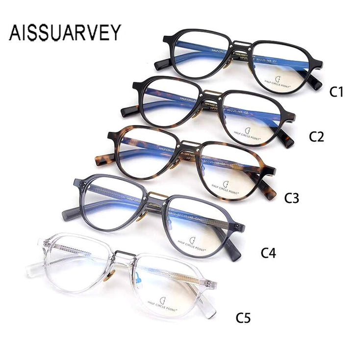 Aissuarvey Round Light Acetate Full Rim Double Bridge Frame Eyeglasses Full Rim Aissuarvey Eyeglasses   