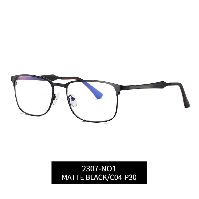 Reven Jate Men's Eyeglasses 2307 Full Rim Alloy Front Flexible Plastic Tr-90 Full Rim Reven Jate black  