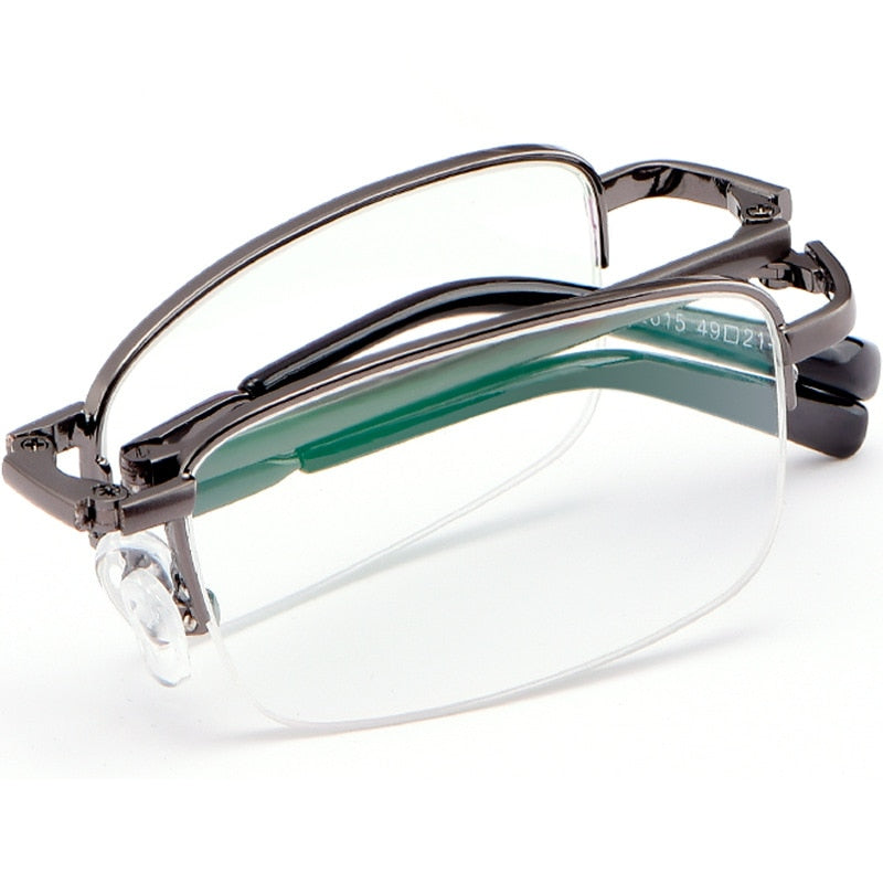 KatKani Men's Semi Rim Folding Alloy Frame Reading Glasses Hyperopic 2615 Reading Glasses KatKani Eyeglasses   