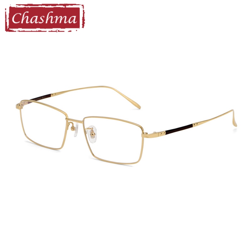 Men's Eyeglasses Pure Titanium 1045 Frame Chashma Gold  