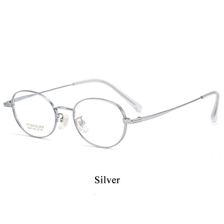 Bclear Unisex Eyeglasses Full Rim Titanium Small Frame Bsf5015 Full Rim Bclear Silver  