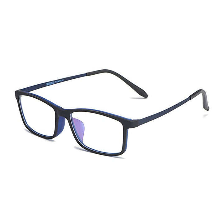 Hotony Unisex Full Rim Square TR 90 Resin Beta Titanium Frame Eyeglasses 3048 Full Rim Hotony Dark Blue  
