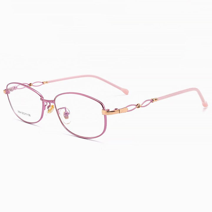 Hotony Women's Full Rim Rectangle Alloy Frame Spring Hinge Eyeglasses 2854 Full Rim Hotony Pink  
