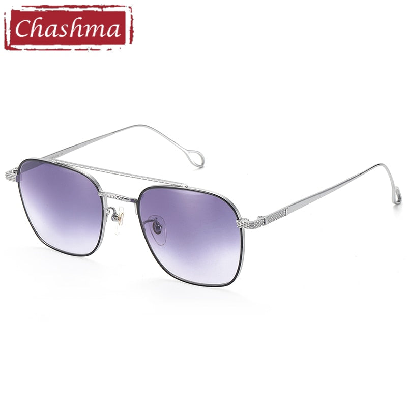 Chashma Unisex Full Rim Titanium Double Bridge Frame Sunglasses 8369 Sunglasses Chashma Black Silver Frame  