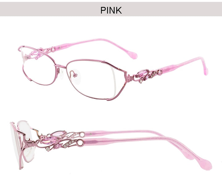 Aissuarvey Women's Full Rim Alloy Acetate Frame Eyeglasses Rhinestones As75045 Full Rim Aissuarvey Eyeglasses Pink *HERE SOON  