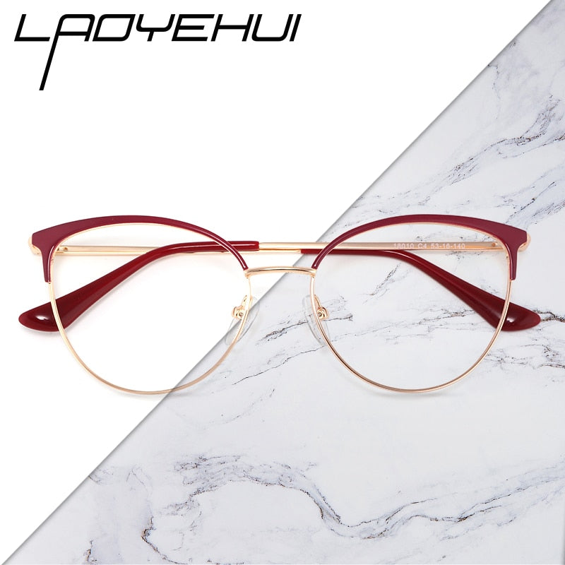 Laoyehui Women's Eyeglasses Cat Eye Alloy Frame 18010 Frame Laoyehui   