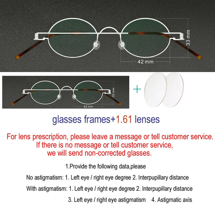 Unisex Stainless Steel Handcrafted Screwless Frame Eyeglasses Customizable Lenses Frame Yujo C2 China 