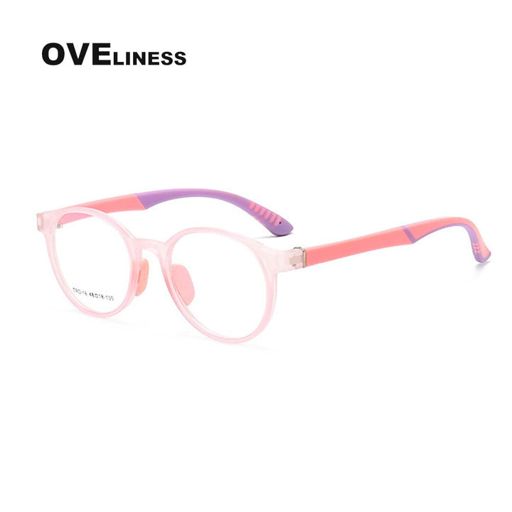 Oveliness Unisex Children's Full Rim Round Tr 90 Titanium Eyeglasses Oltrd12p Full Rim Oveliness pink  