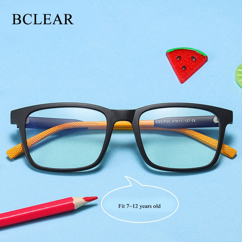 Bclear Children's Square Full Rim Silica Titanium Eyeglasses Wd5105 Full Rim Bclear   