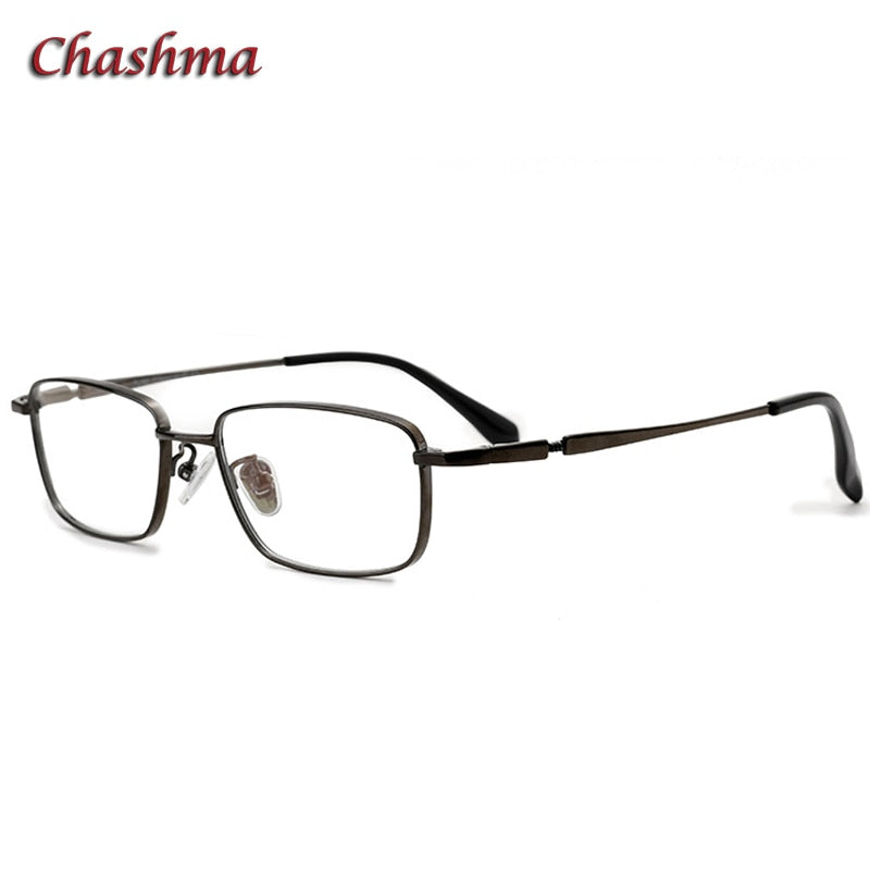 Chashma Ochki Unisex Full Rim Small Square Titanium Eyeglasses 85927 Full Rim Chashma Ochki Gray  