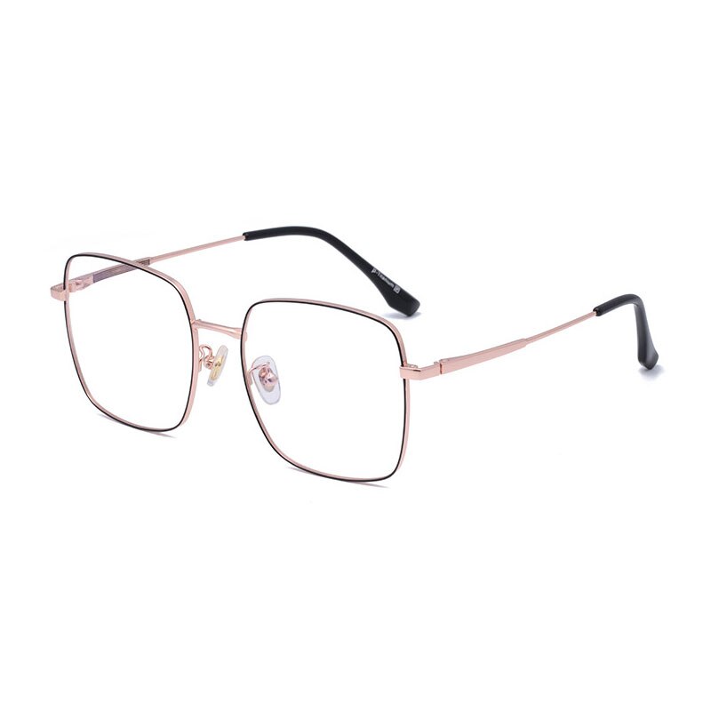 Hotony Unisex Full Rim Titanium Polygon Frame Eyeglasses 8004 Full Rim Hotony BLACK ROSE GOLD  