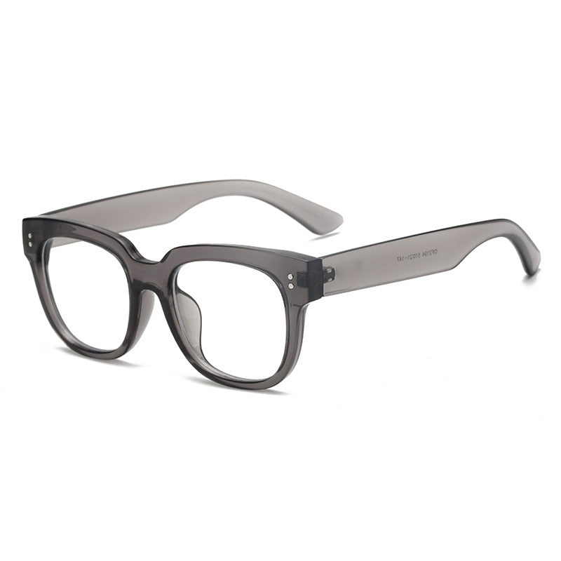CCSpace Unisex Full Rim Square Rectangle Resin Alloy Rivet Frame Eyeglasses 47086 Full Rim CCspace China gray 