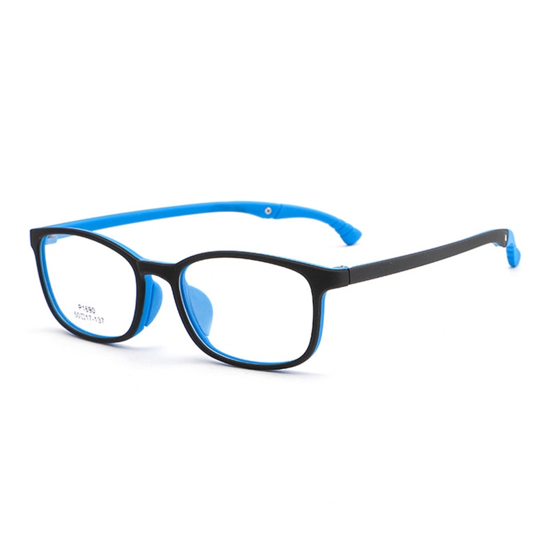 Reven Jate Unisex Children's Full Rim Square Tr 90 Eyeglasses W1690 Frame Reven Jate black-blue  