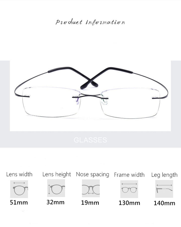 Yimaruili Unisex Rimless TR 90 Resin β Titanium Frame Eyeglasses Rimless Yimaruili Eyeglasses   