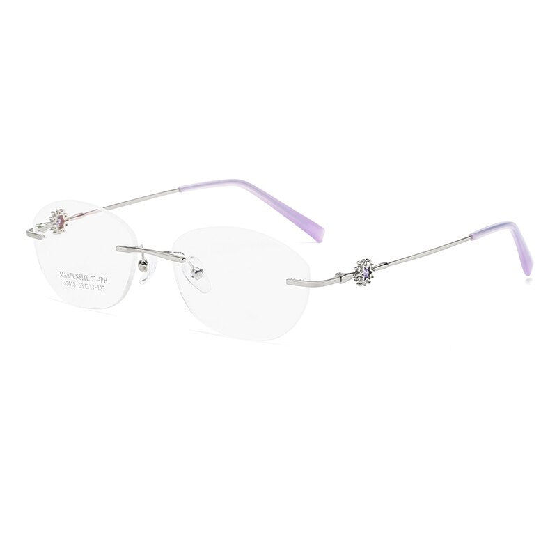 Zirosat 52018 Women's Eyeglasses Alloy Rimless Diamond Cutting Rimless Zirosat   