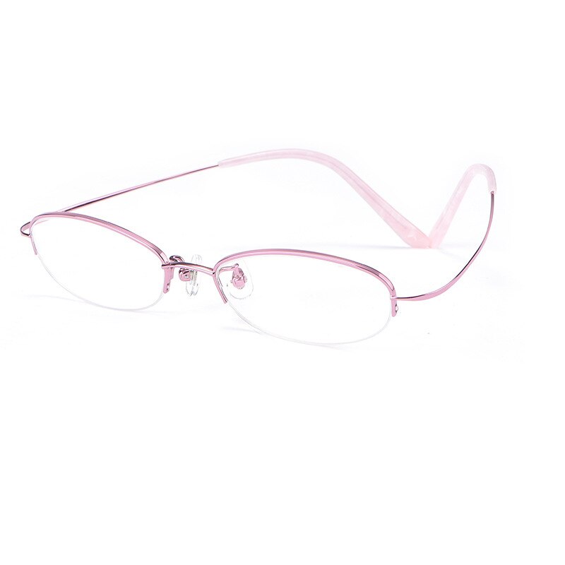Yimaruili Women's Semi Rim Titanium Frame Eyeglasses T9276 Semi Rim Yimaruili Eyeglasses Pink  