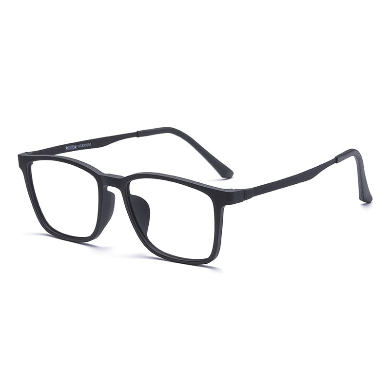 KatKani Men's Full Rim Titanium Frame Eyeglasses Hr3067 Full Rim KatKani Eyeglasses Matte Black  